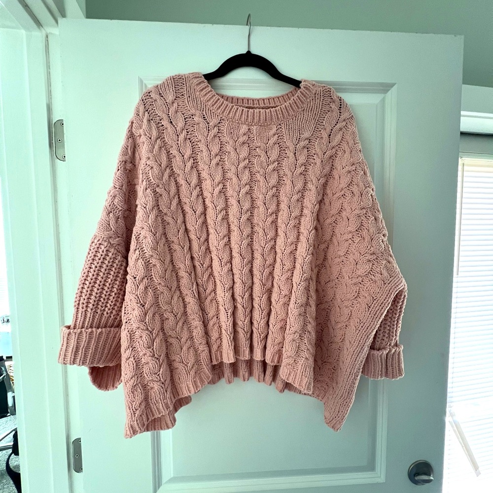 Pink chunky knit sweater